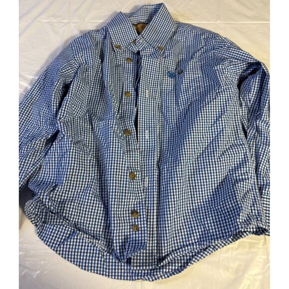 Wrangler Boys Size Small 6 Navy Checked Button Up Western Shirt Cowboy - Picture 1 of 3